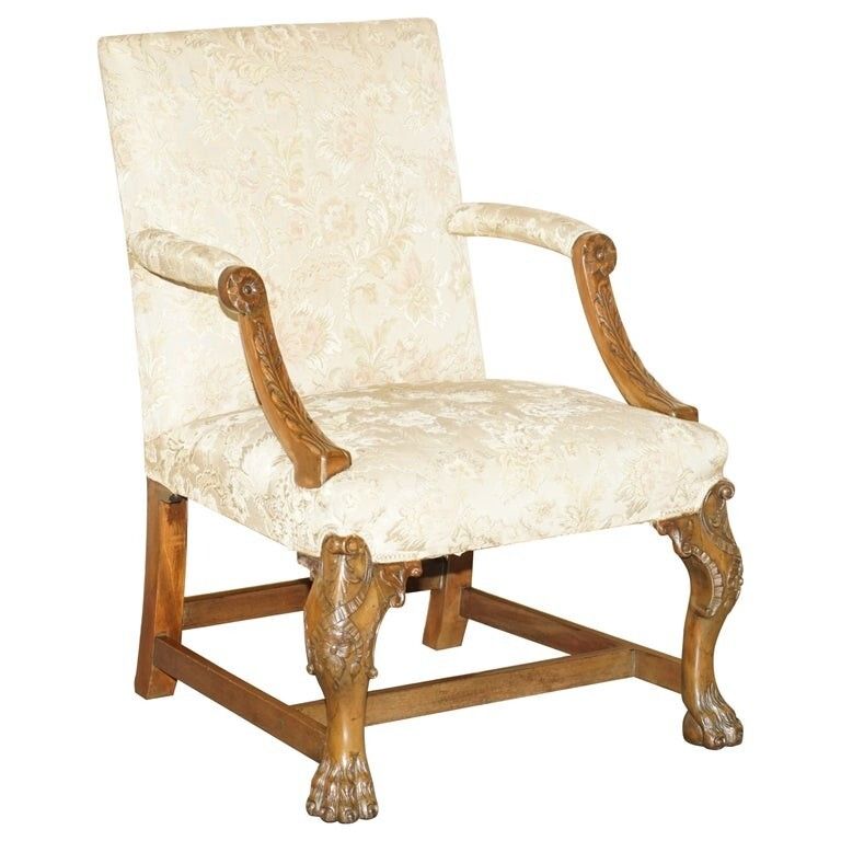 Antique Circa 1880 Irish George III Style Heavily Carved Gainsborough Armchair