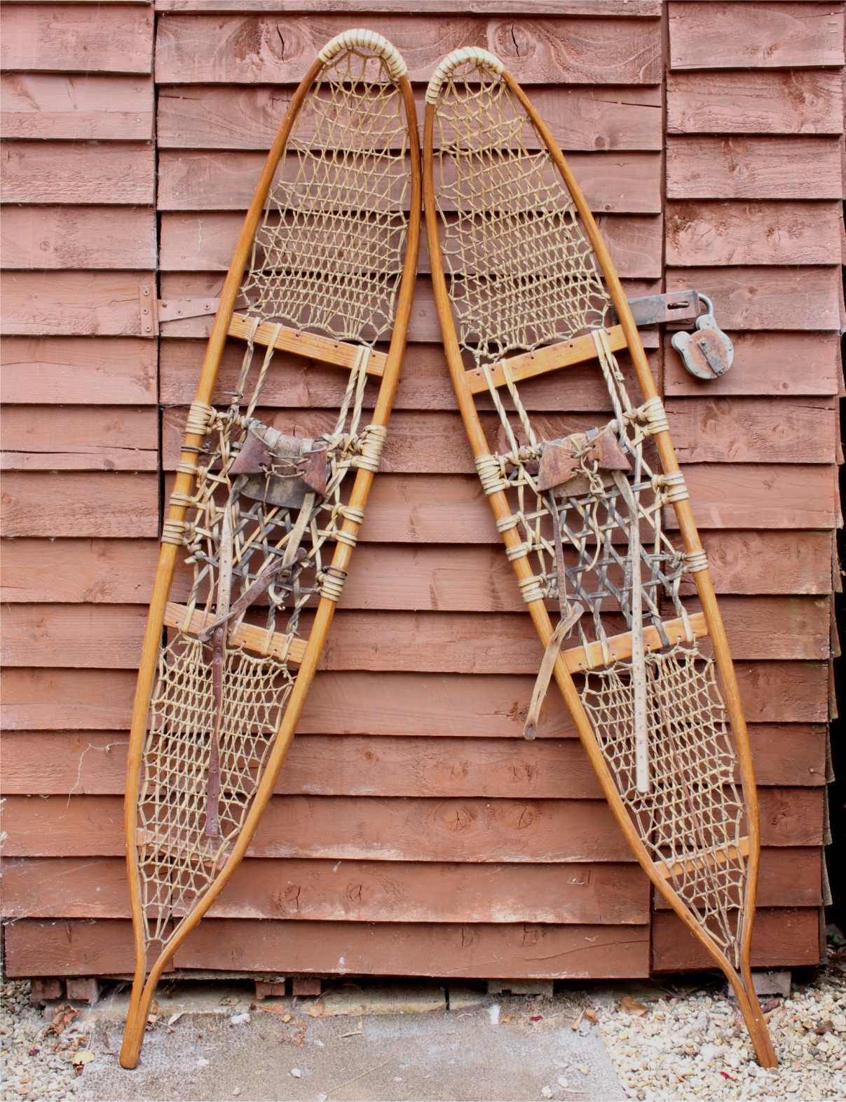 Vintage Pair Of Snocraft Snowshoes. 1943 Snow Shoes. Christmas Ski Lodge.