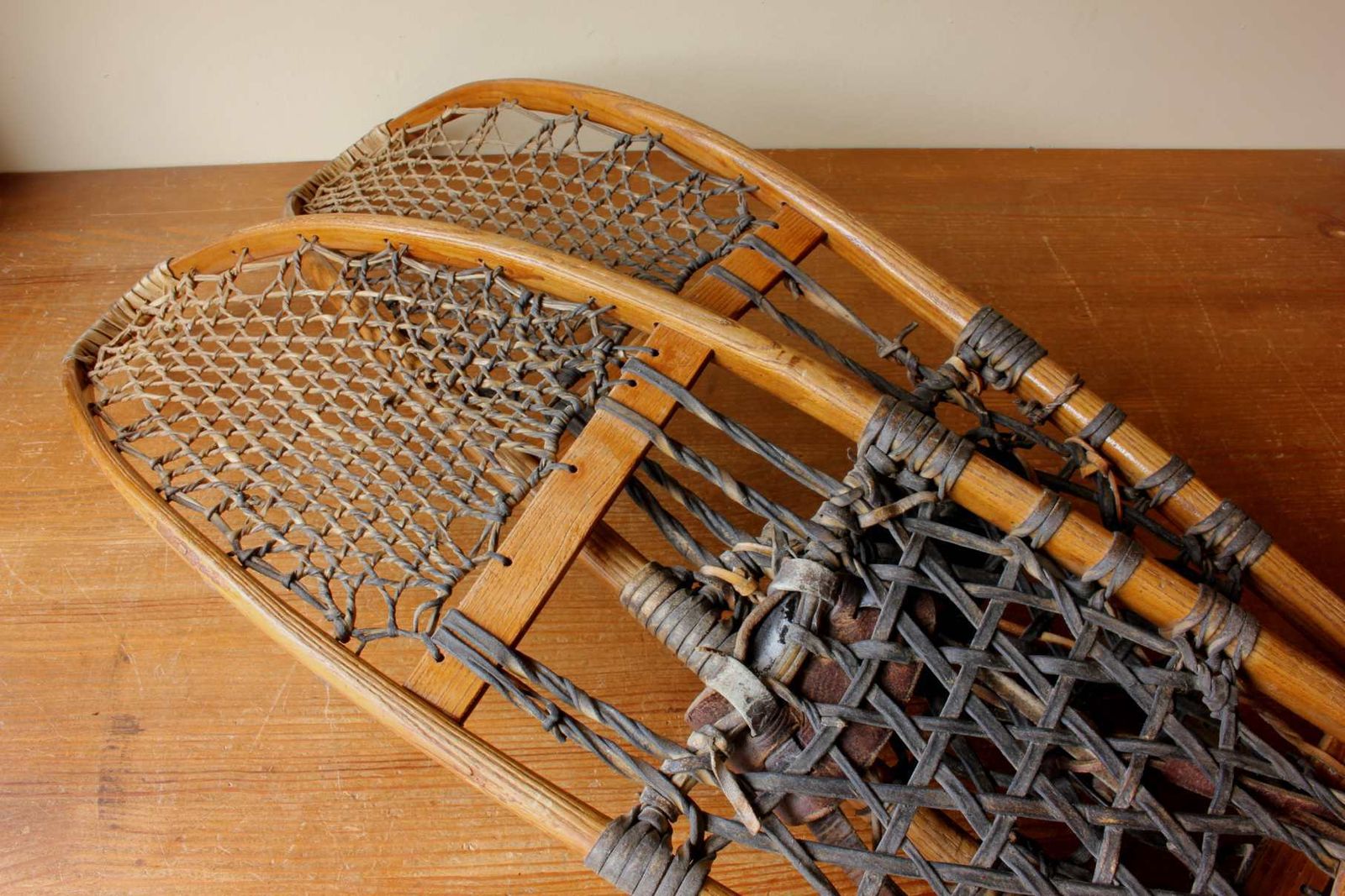 Vintage Pair Of Snocraft Snowshoes. 1943 Snow Shoes. Christmas Ski Lodge. photo vintage