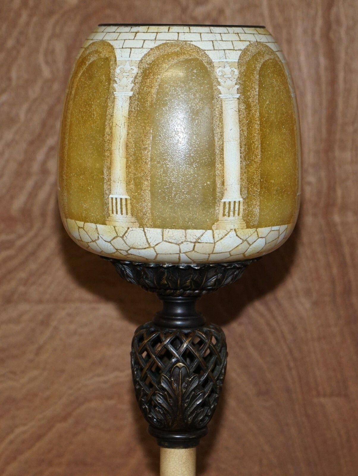 Exquisite Pair Of Large Vintage Table Lamps With Corinthian Roman Pillar Shades photo 2850.0