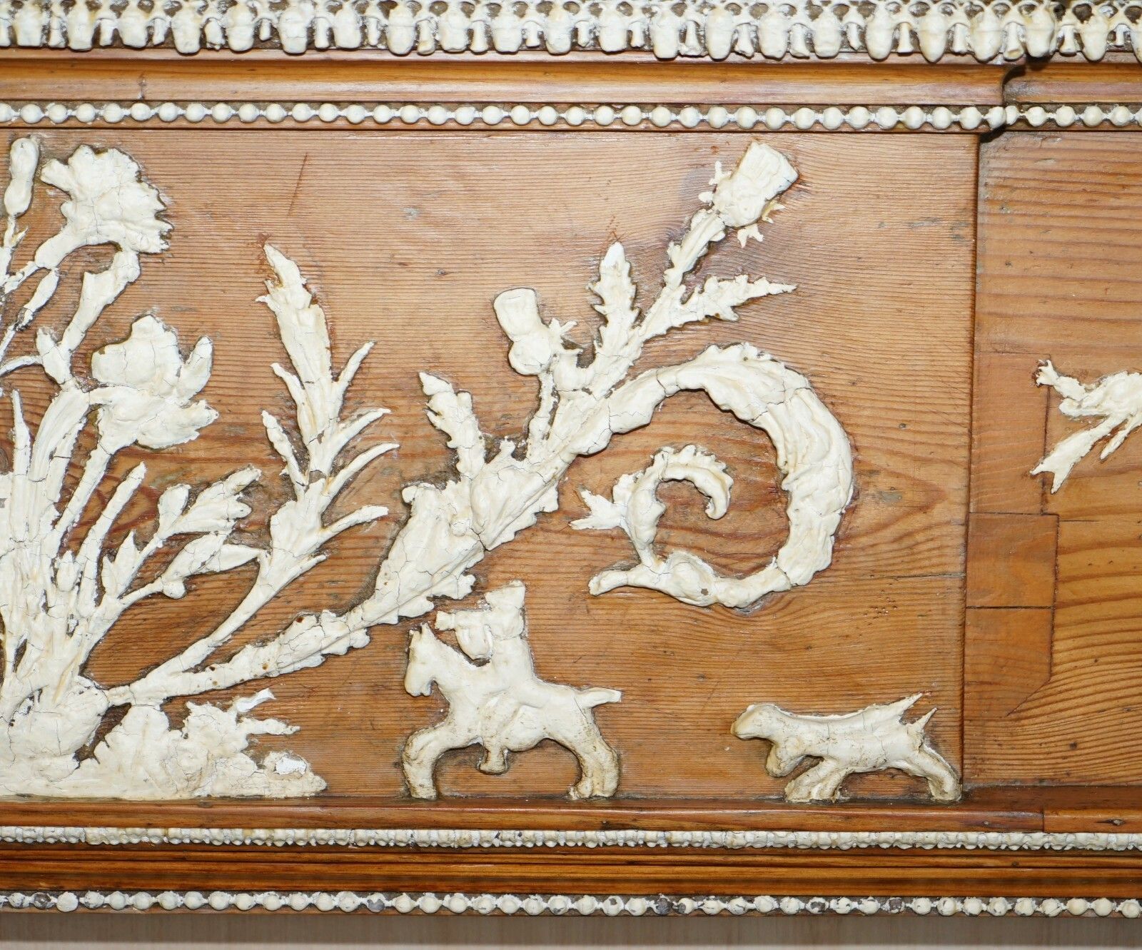 Antique Victorian Pitch Pine & Gesso Carved Fire Surround Fireplace Mantlepiece photo 2750.0