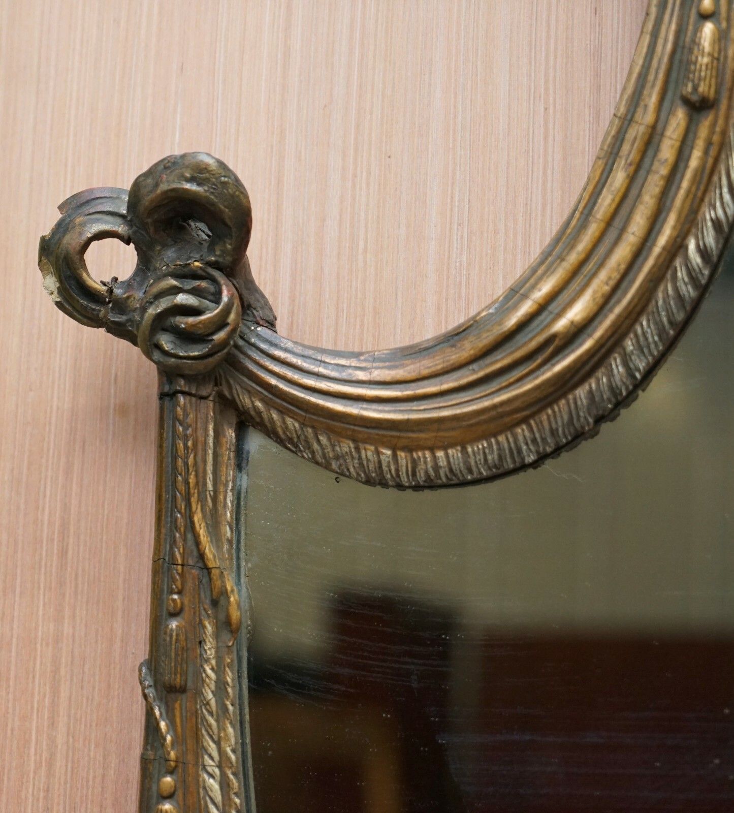 photo furniture Rare Large Late 19th Century Giltwood Mirror French Shield Shape Acanthus Detail