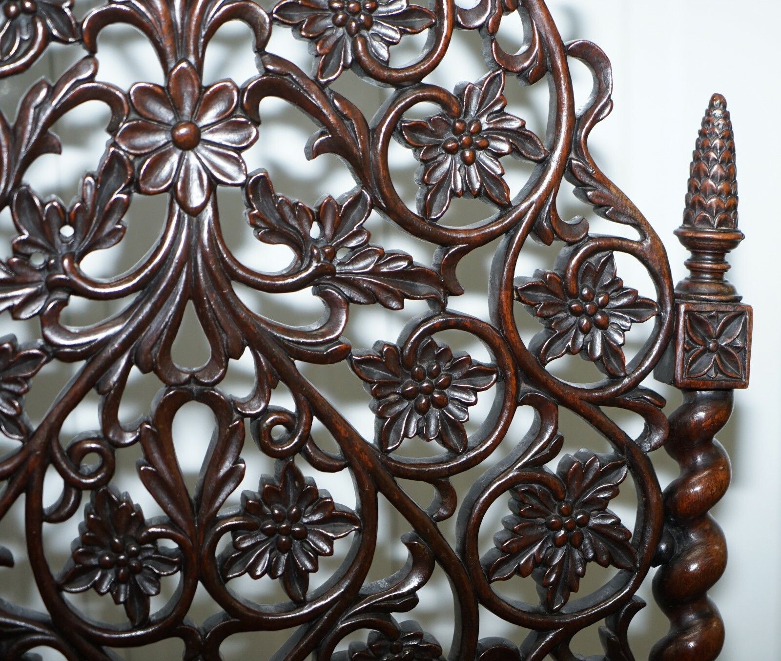 Rare Circa 1880 Burmese Solid Rosewood Hand Carved Floral Chair High Back Ornate photo vinterior