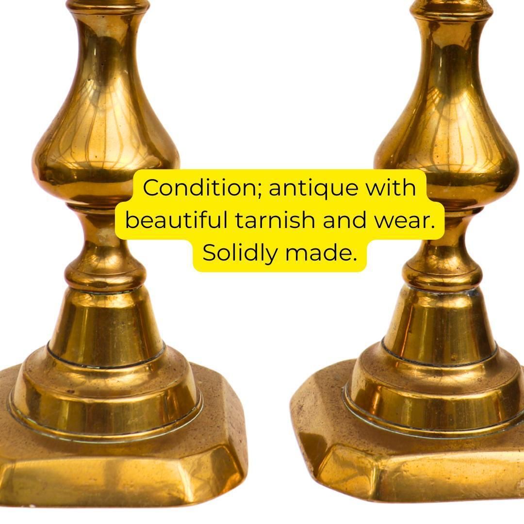 Large And Chunky Pair Of Victorian Brass Candlesticks Holders Pair H 10.7'' photo buy