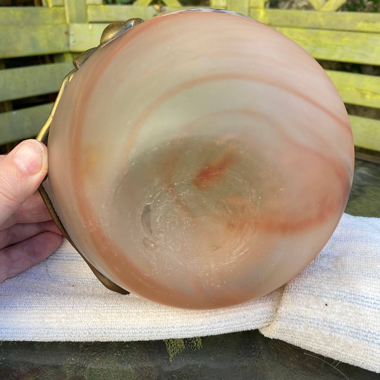Stunning Filip Ravert Art Glass Vase With Copper/Bronze Organic Overlay photo vinterior
