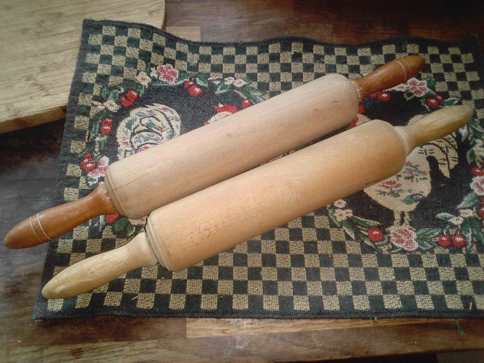 2 Vintage French Rolling Pins With Rotating Pin, 1950s, Wood Kitchen Utensils, Wood Pastry Rollers, Rolling Pins For Easy Pastry