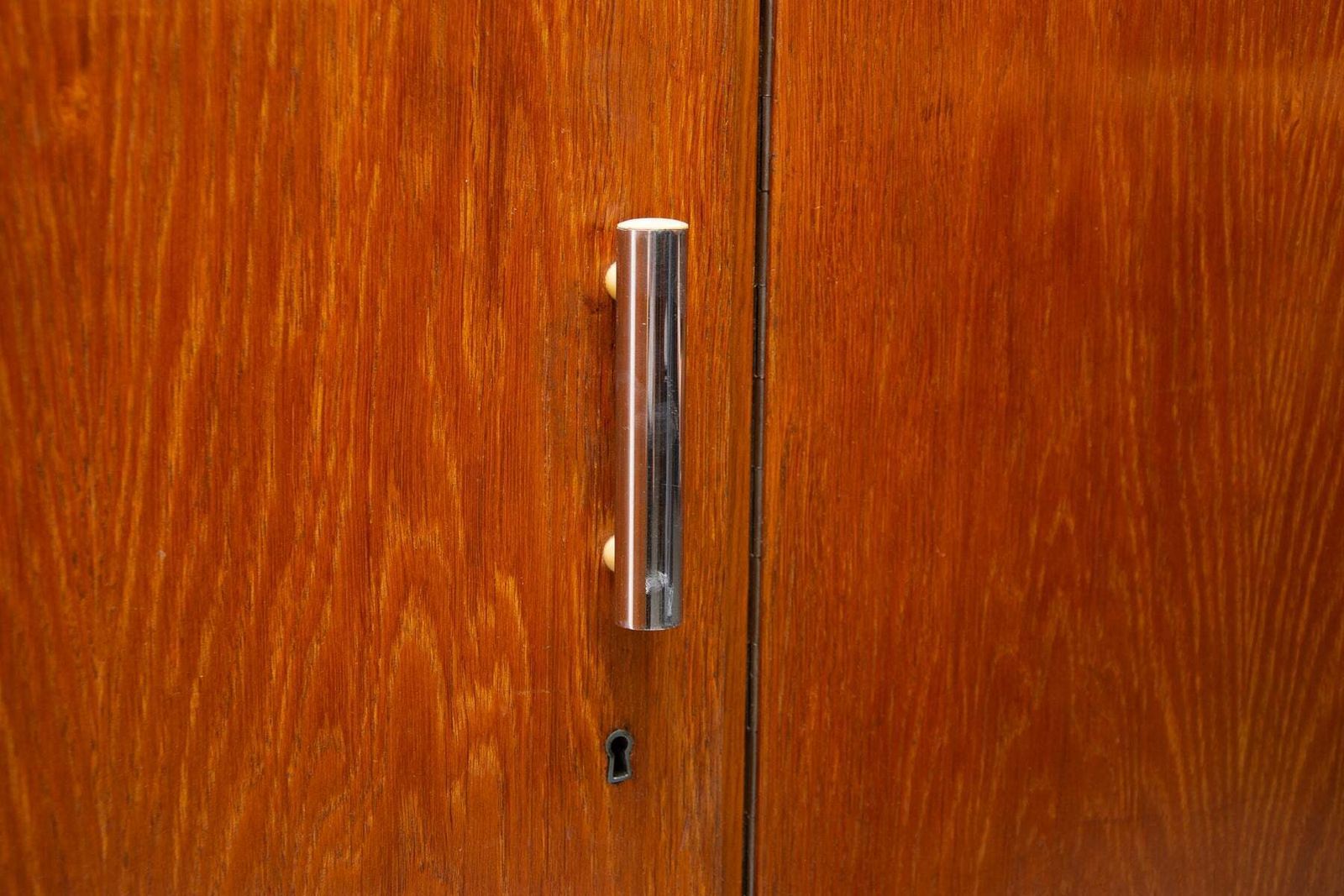 Large Bauhaus Wardrobe With Chrome Details, Bohemia, 1930s photo furniture