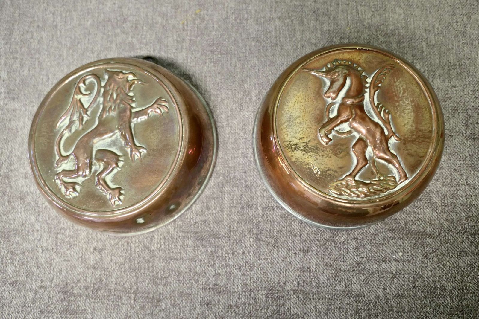 Two 19th Century Jelly Moulds, The Lion And The Unicorn photo for sale