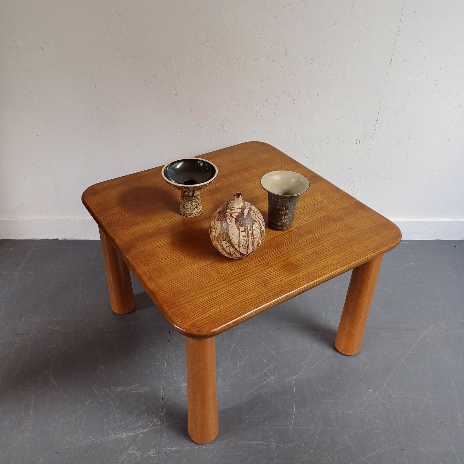 1980s Square Coffee Table With Tapering Legs And Curved Edges photo for sale