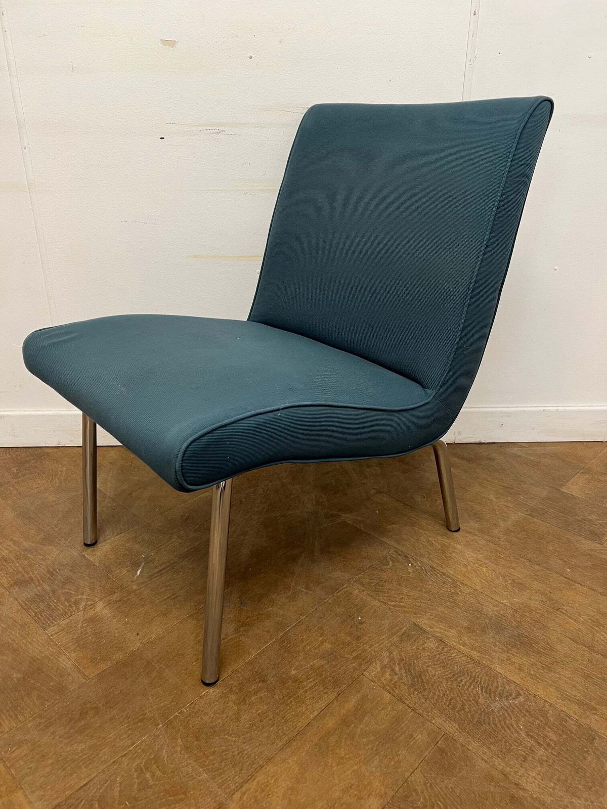 Vintage "Vostra" Lounge Chair By Jens Risom For Walter Knoll In Teal Cloth photo for sale