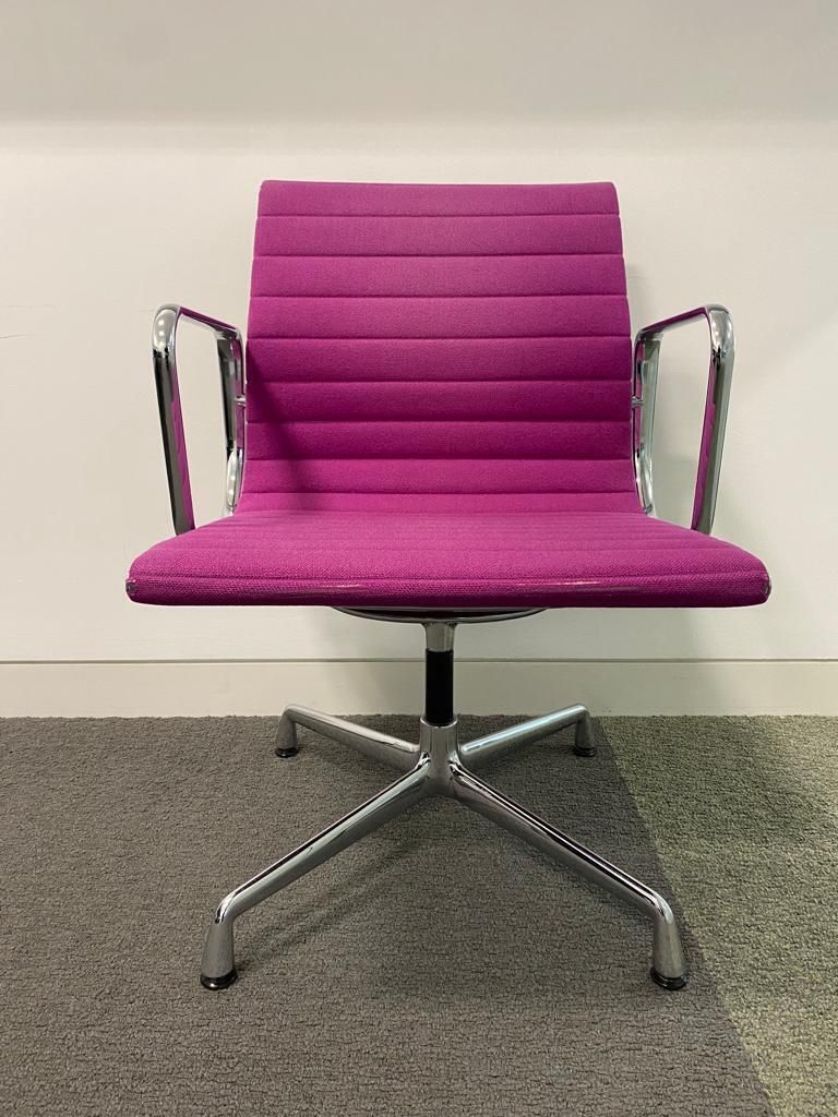 Vintage Vitra Eames Ea108 Hopsak In Magenta Pink With Chrome Swivel Frame