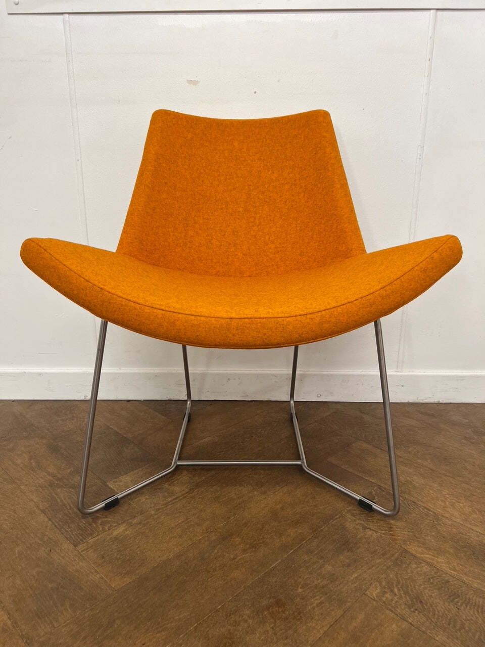 Vintage +Halle Lotus Easy Lounge Chair In Orange Cloth