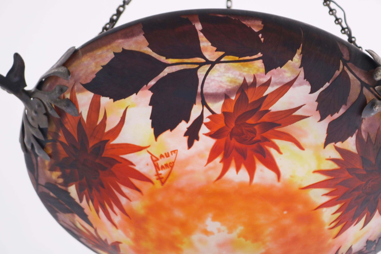 Exquisite Large Daum Nancy & Louis Majorelle Chandelier Model “Dahlia” 1905 photo Lighting