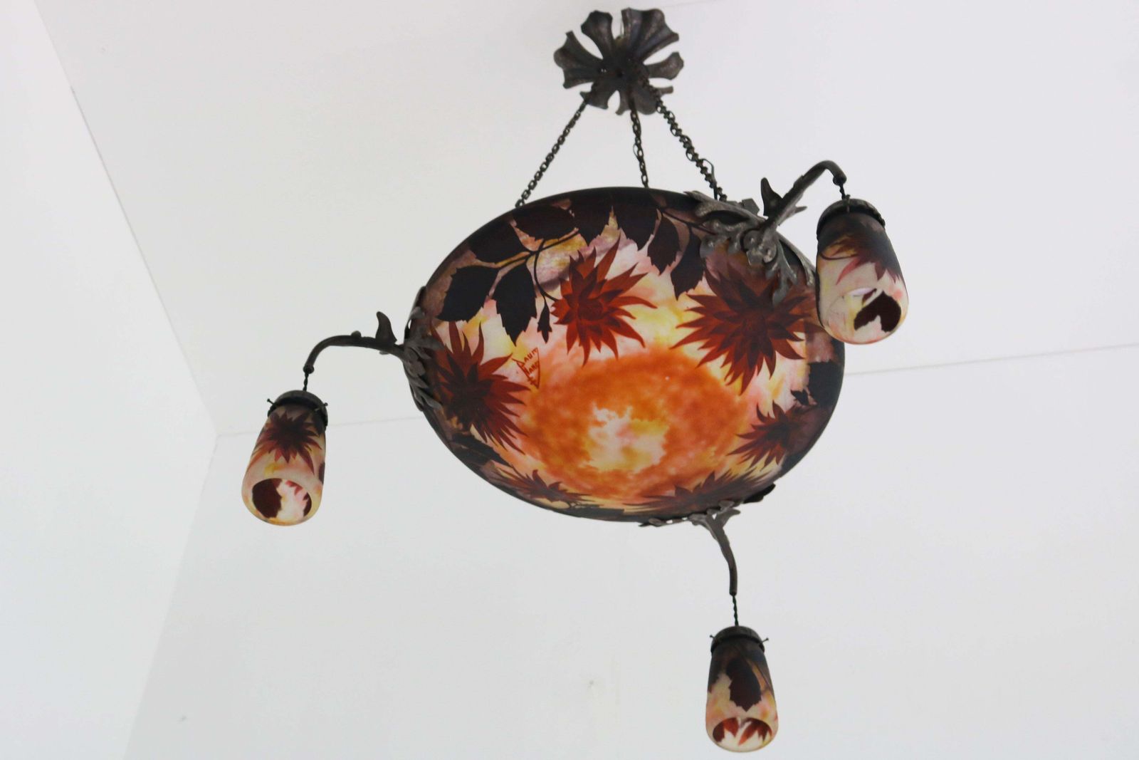 28694.0 Exquisite Large Daum Nancy & Louis Majorelle Chandelier Model “Dahlia” 1905 photo