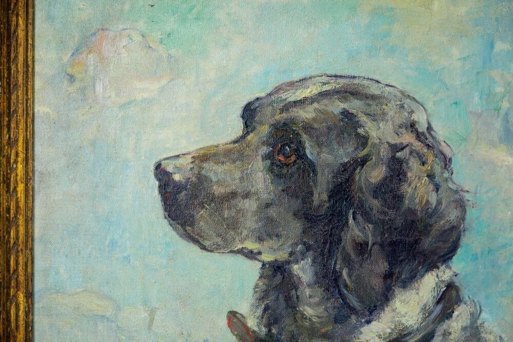 Cabot   Oil On Canvas Dog Portrait By Georges Lemmers 1871 1944 photo furniture