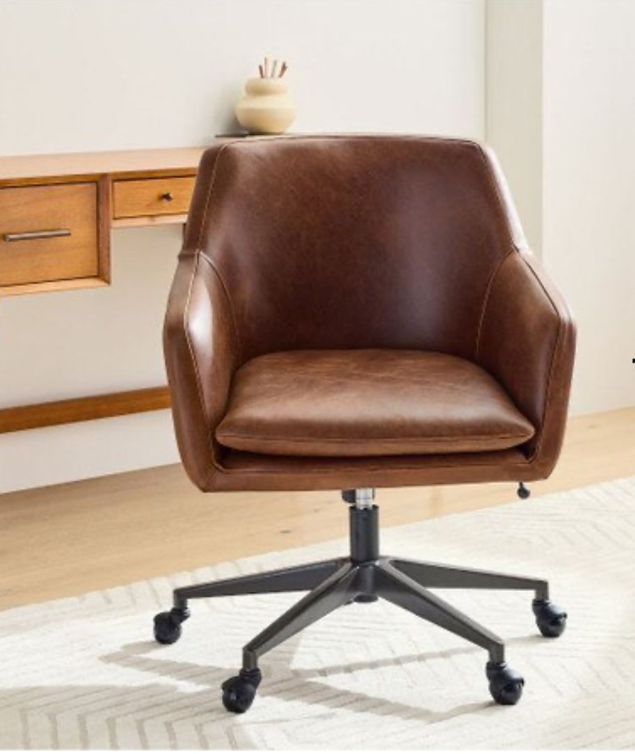 West Elm Westelm Helvetica Leather Swivel Chair