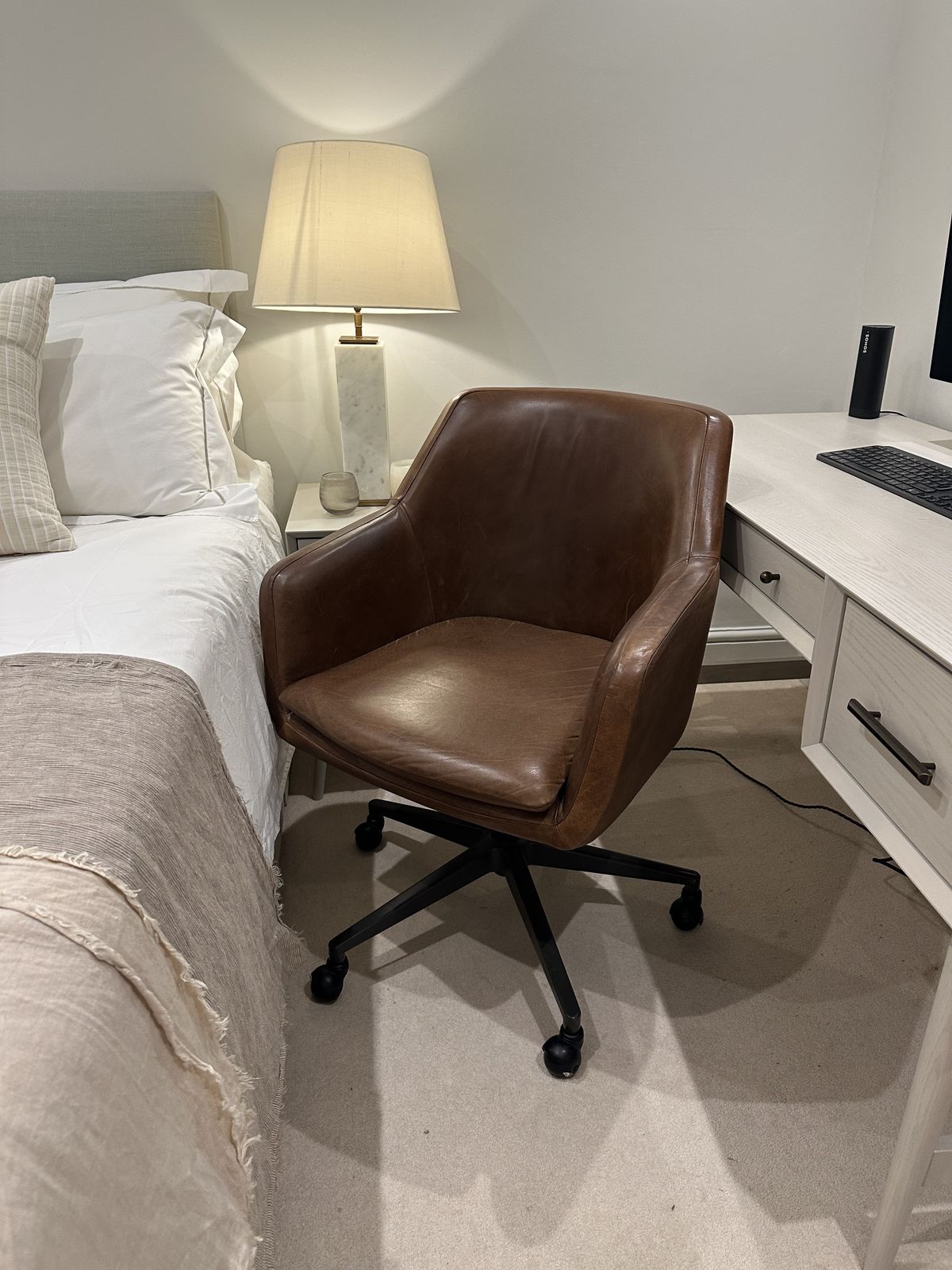 West Elm Westelm Helvetica Leather Swivel Chair photo furniture