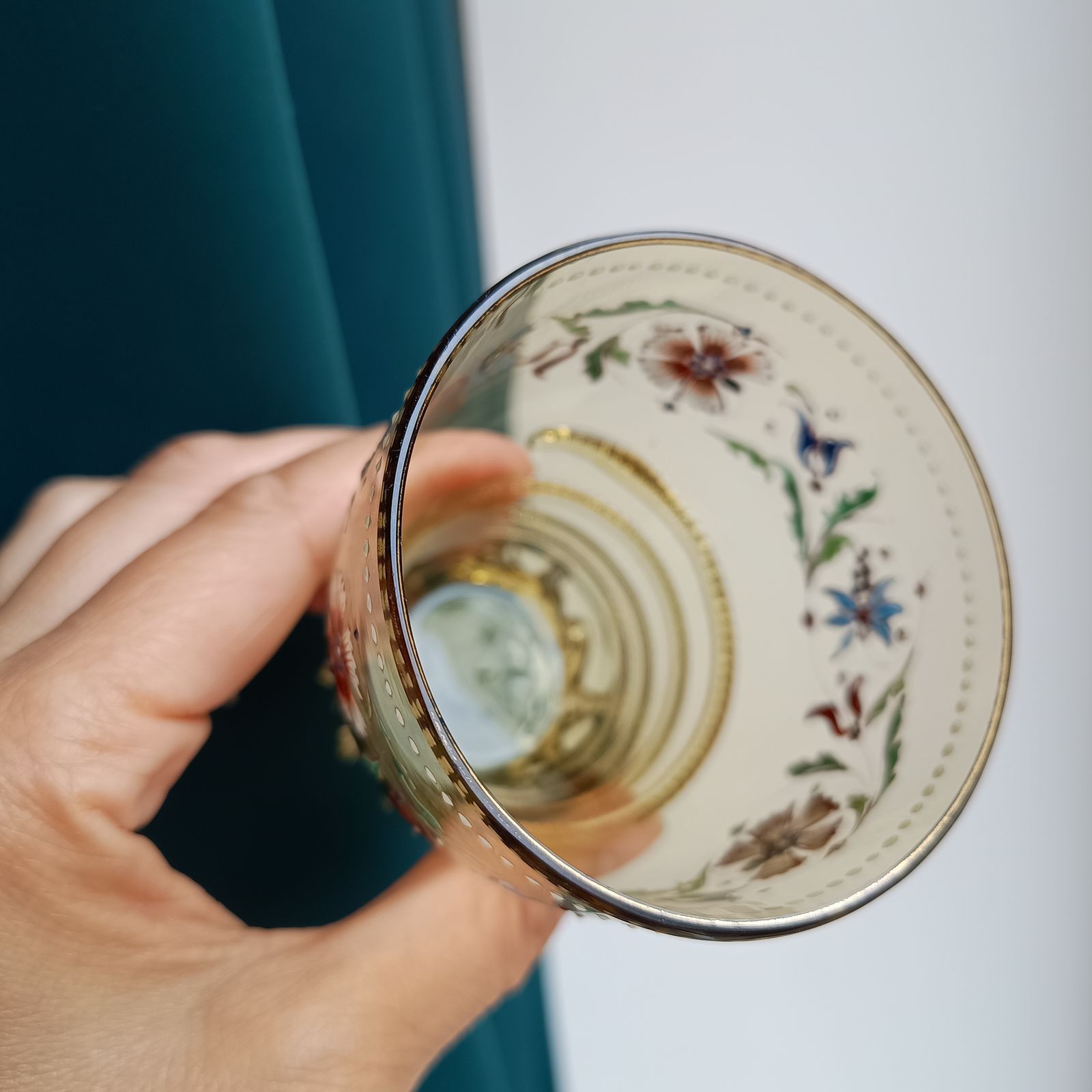 photo furniture Theresienthal Historismus Olive Green Antikgrün Enamelled Glass Roemmer "Roman" Renaissance Revival Beaker By Henrietta Von Porschinger
