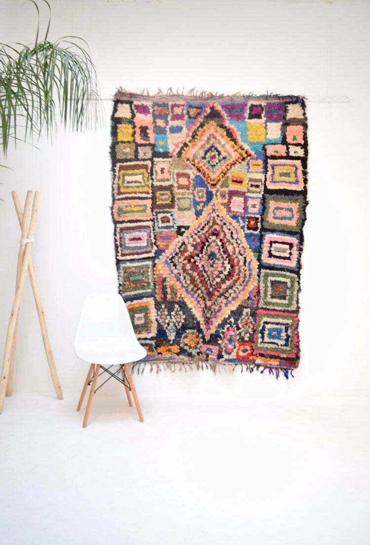 Vintage Moroccan Boucherouite Rug