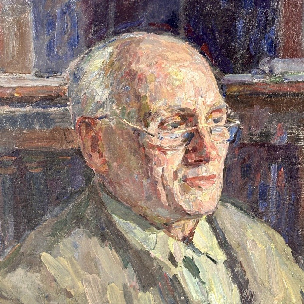 Oil On Canvas Of A Gentleman, 1950s photo furniture