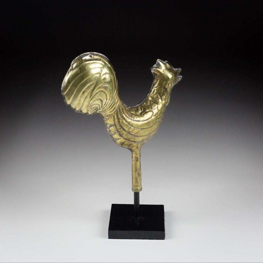 Late 19th Century Diminutive Full Bodied Brass Cockerel Weathervane photo furniture