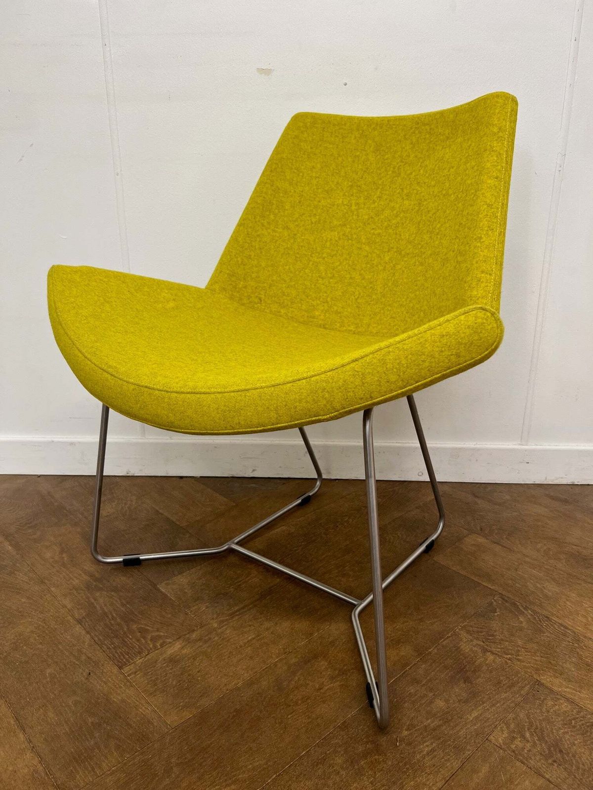Vintage +Halle Lotus Easy Chair In Yellow Cloth photo for sale