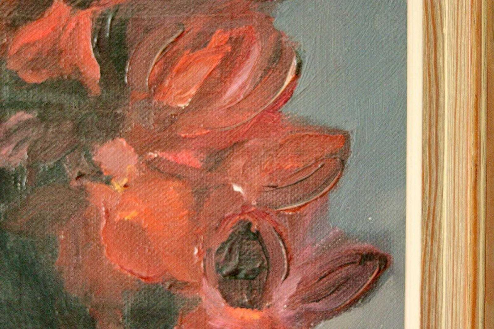 photo for sale Original Vintage Oil On Canvas – "Flowers" – Framed, 46 X 65 Cm (18.1" X 25.6")