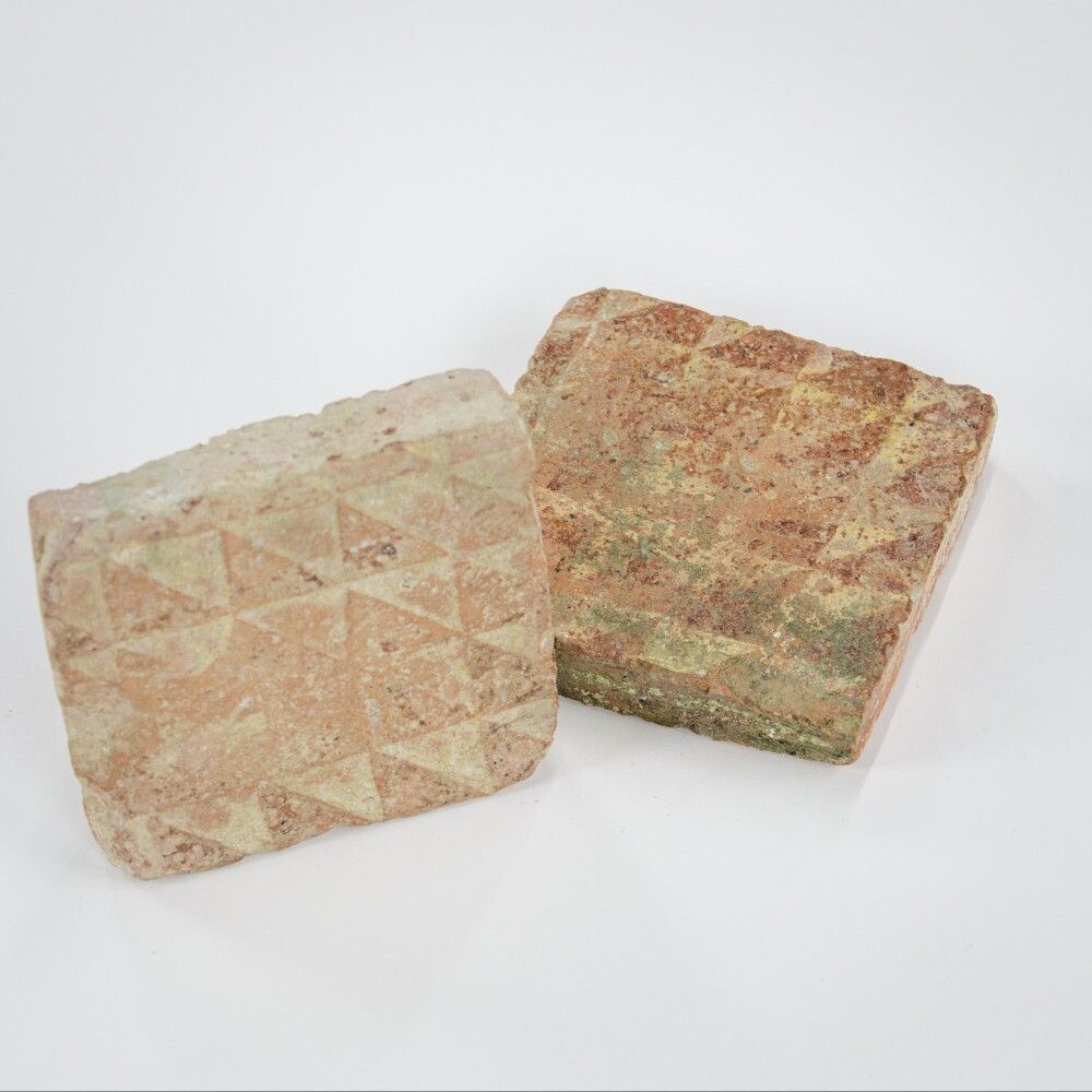 Pair Of Medieval Floor Tiles, 18th Century And Earlier