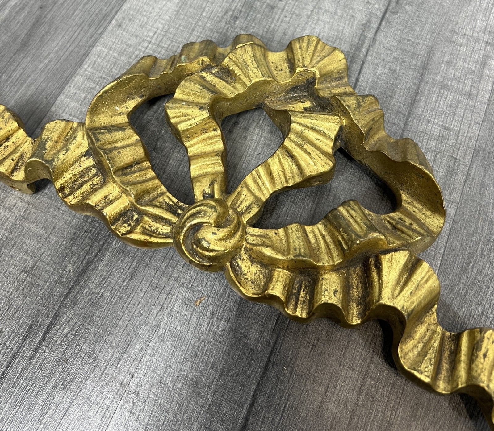 Pediment Antique French Metal Ribbon Design Decoration Lot 4165 photo 199.0