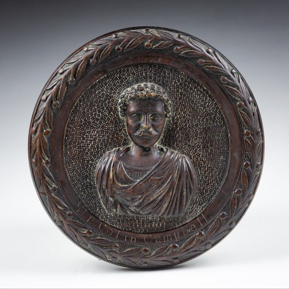 19th Century Carved Roundel Plaque Of Sir Colin Campbell