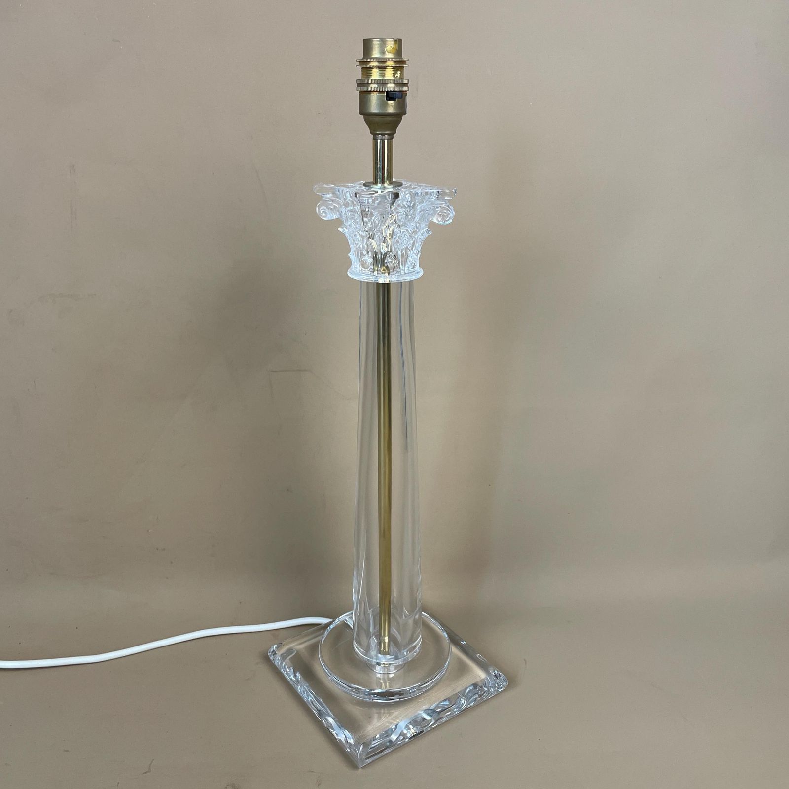 Vintage Metal Gold Brass & Clear Glass Lamp Column Light Bedside Table Square Antique Large Interior Design Carina Buffet Lamp Chandelier photo furniture