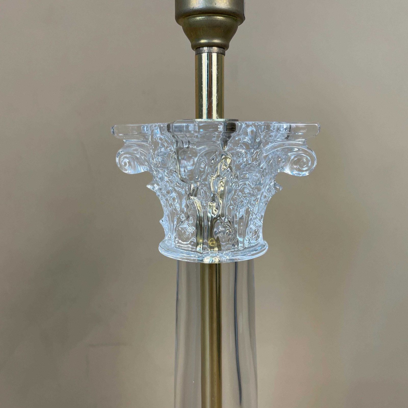 Vintage Metal Gold Brass & Clear Glass Lamp Column Light Bedside Table Square Antique Large Interior Design Carina Buffet Lamp Chandelier photo Lighting