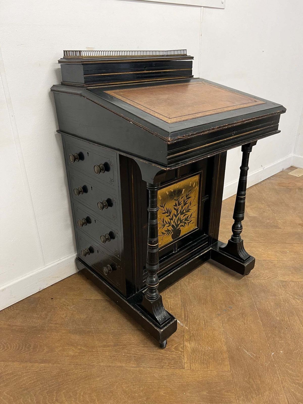 A Victorian Ebonised Mahogany Davenport Writing Desk photo furniture
