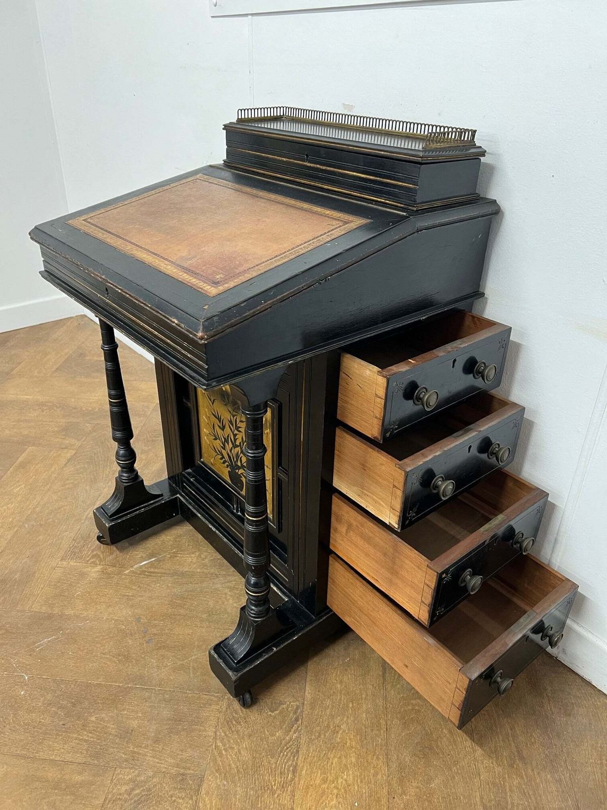 A Victorian Ebonised Mahogany Davenport Writing Desk photo Furniture