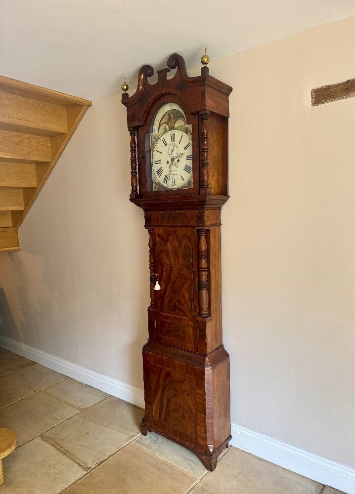 Fine Quality Antique Regency Inlaid Mahogany Long Case Clock photo furniture