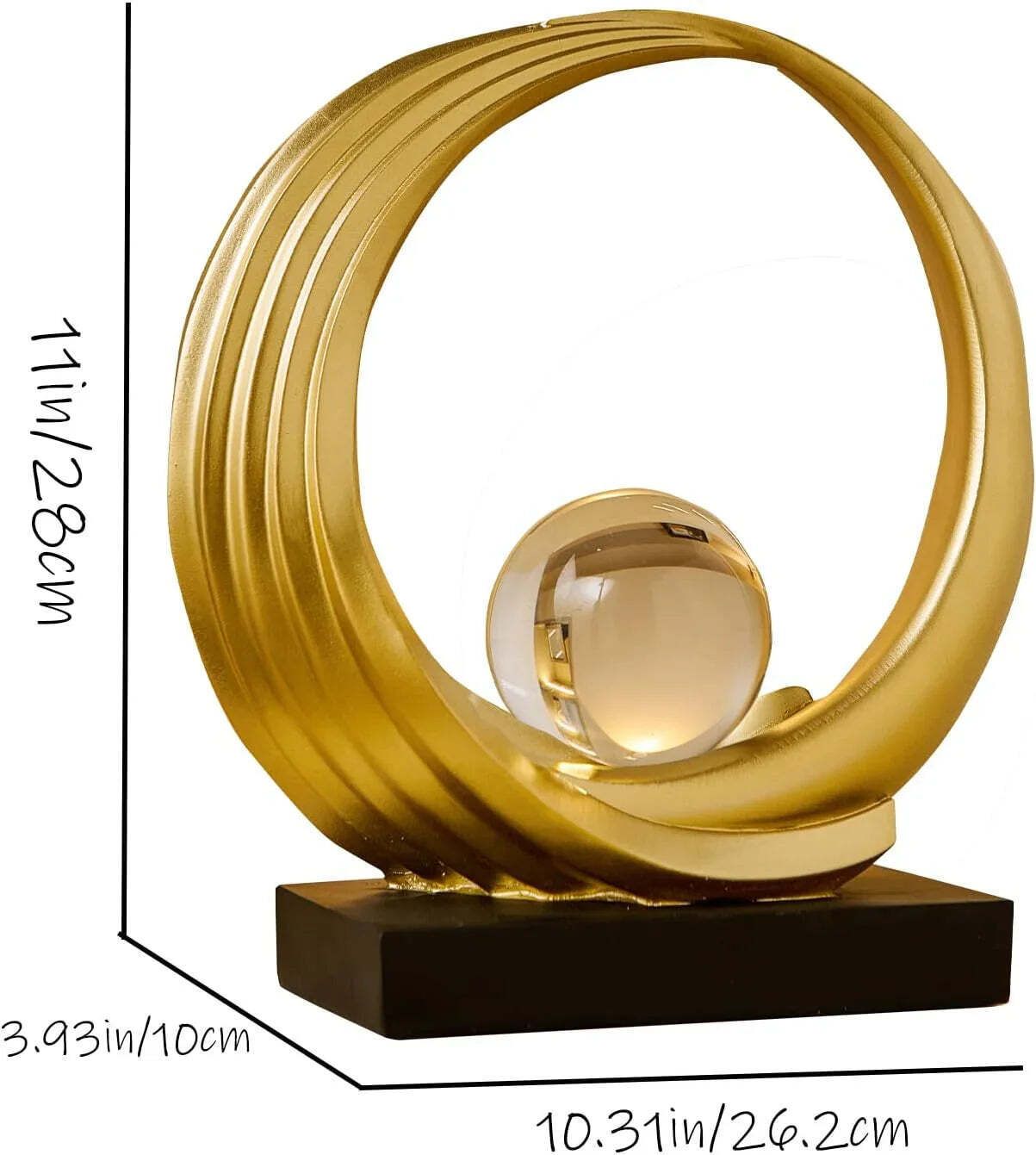 Modern Abstract Golden Circle Crystal Ball Sculpture photo 226.0