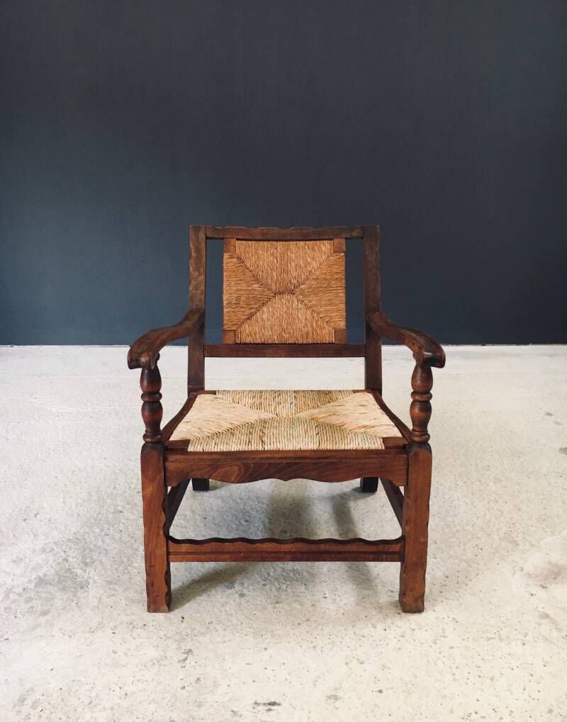 photo vinterior Arts & Crafts Handcrafted Low Lounge Armchairs, Belgium 1920's / 1