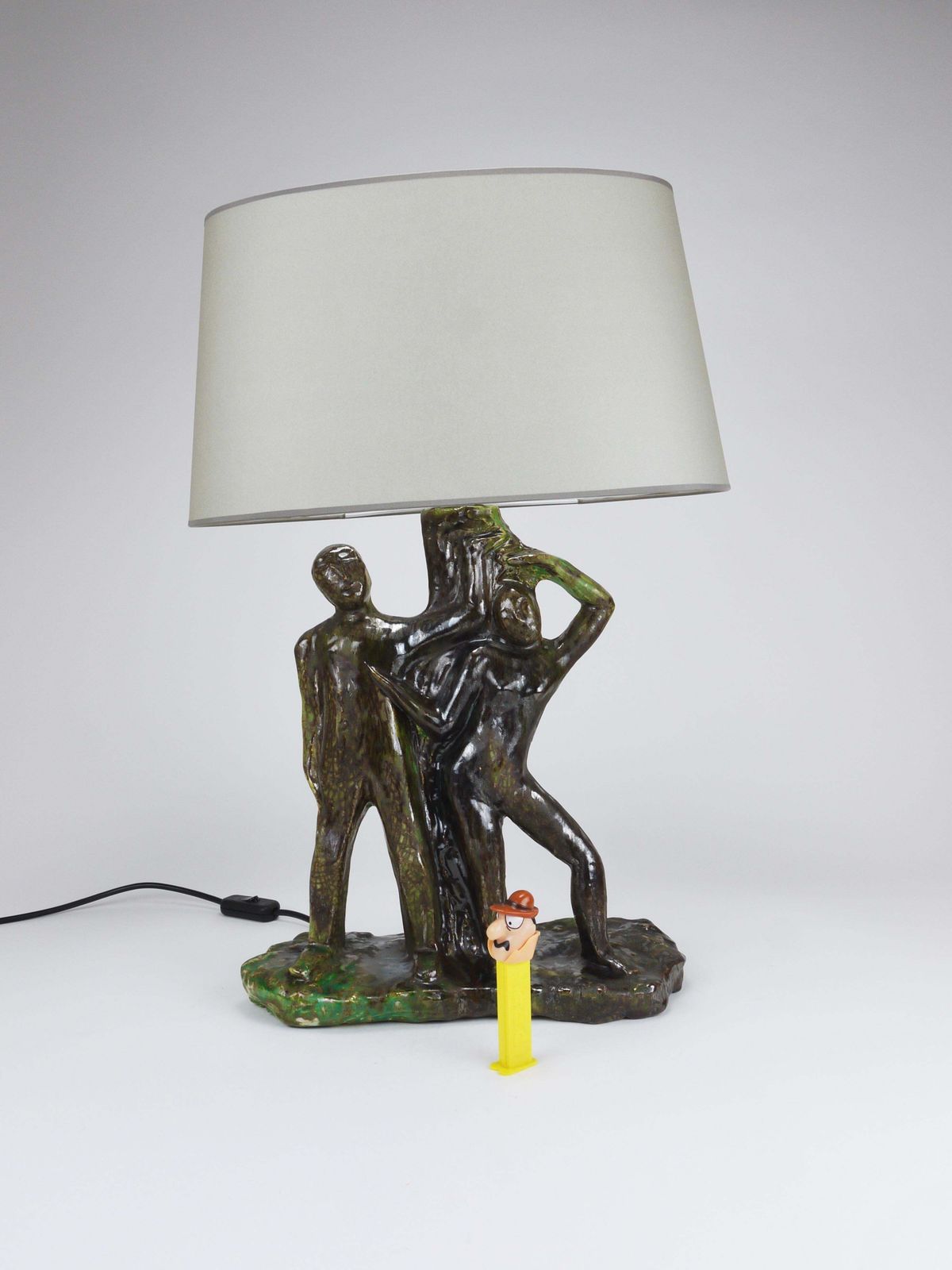 Sculptural Brutalist Art Table Lamp “Man And Woman By A Tree”, Italy, 1970s photo vinterior