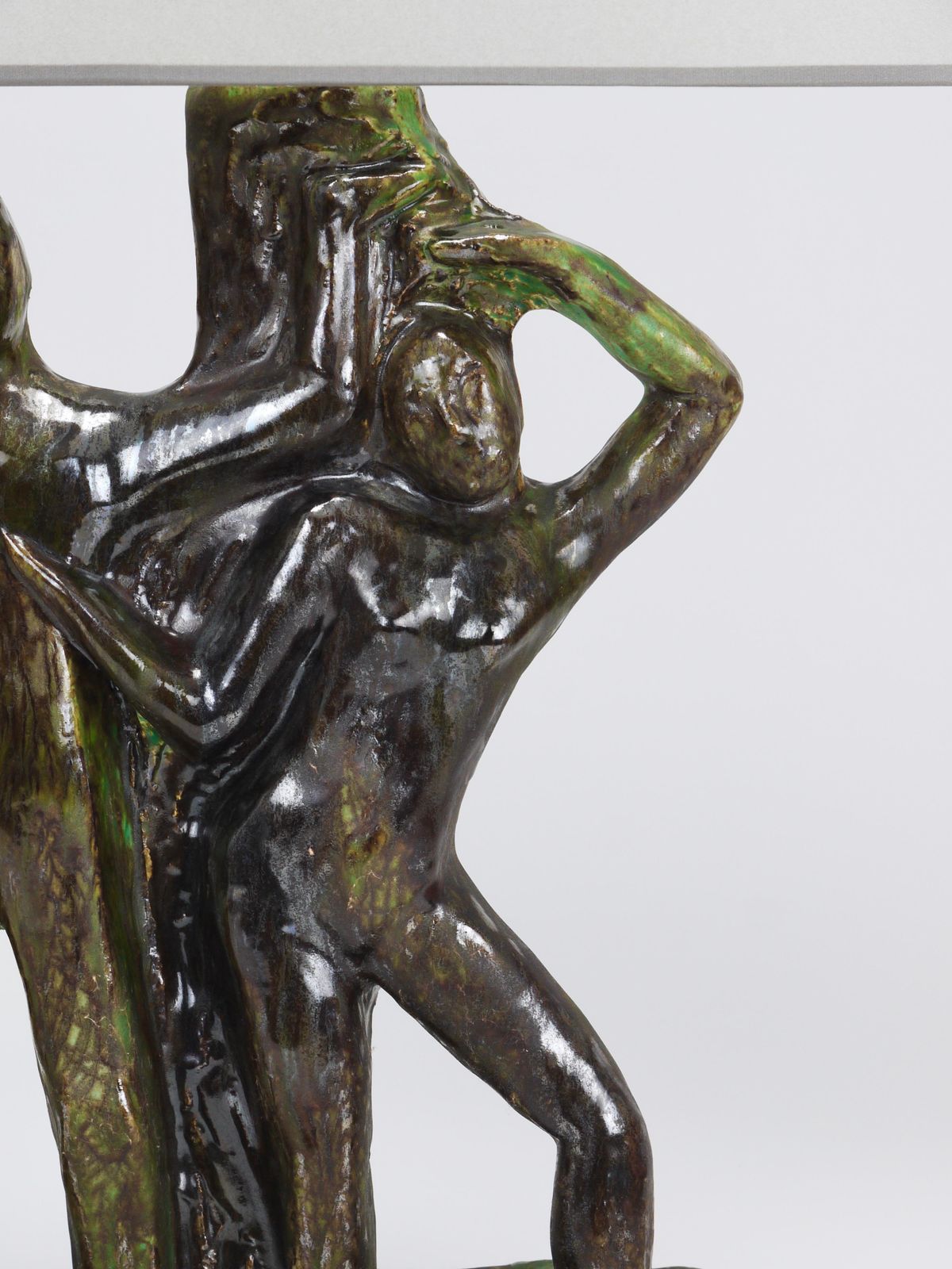 photo vintage Sculptural Brutalist Art Table Lamp “Man And Woman By A Tree”, Italy, 1970s