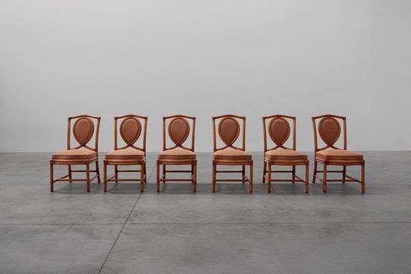 Italian Bamboo Dining Room Chairs With Geometric Upholstery By Gasparucci, 1980s, Set Of 6 photo for sale