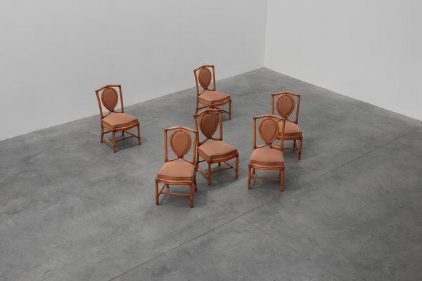 photo buy Italian Bamboo Dining Room Chairs With Geometric Upholstery By Gasparucci, 1980s, Set Of 6