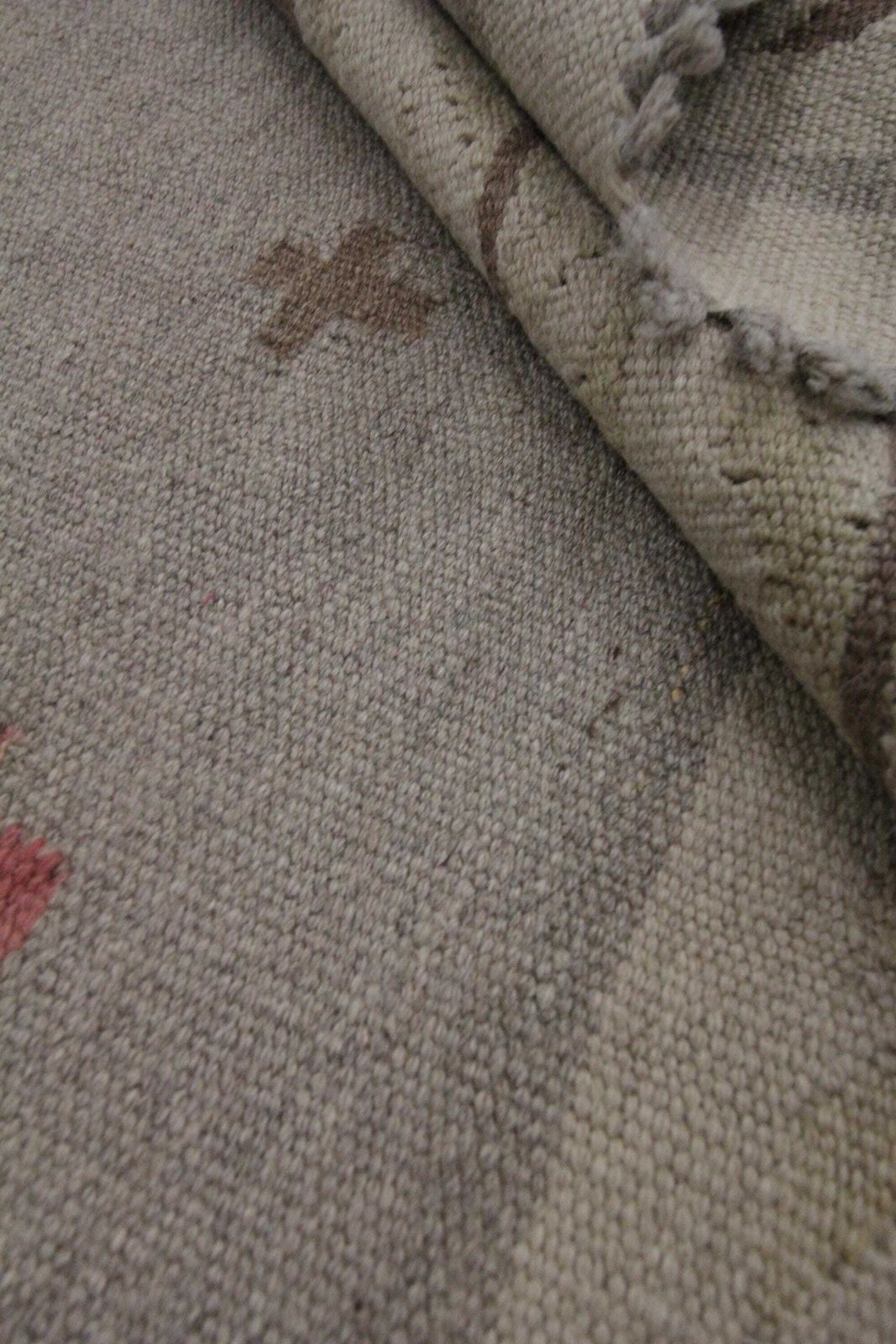 Khaki Brown Kilim Rug: Scandinavian Wool Flatweave Carpet Handmade (7.10 × 5.5 Ft.) photo buy