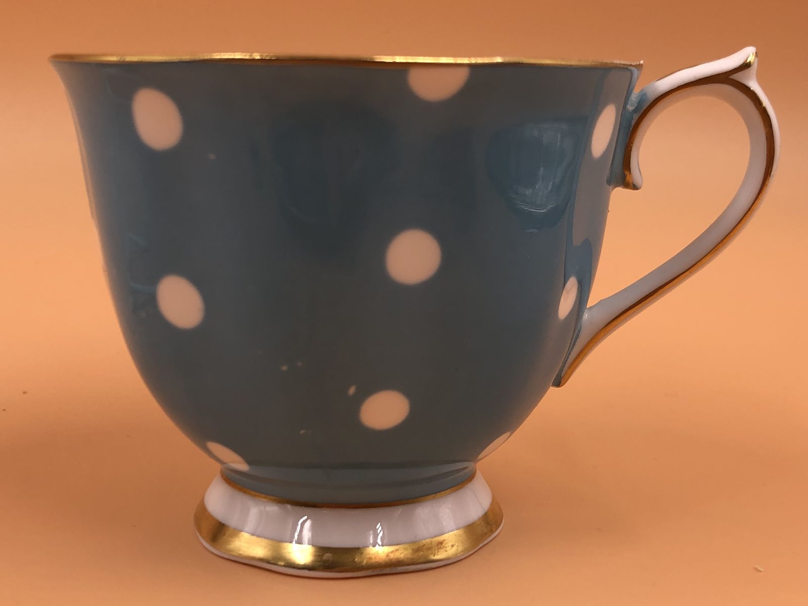 Vintage Royal Albert China Countess Shape Turquoise Polka Dots Tea Cup, Saucer & Side Plate Trio. photo buy