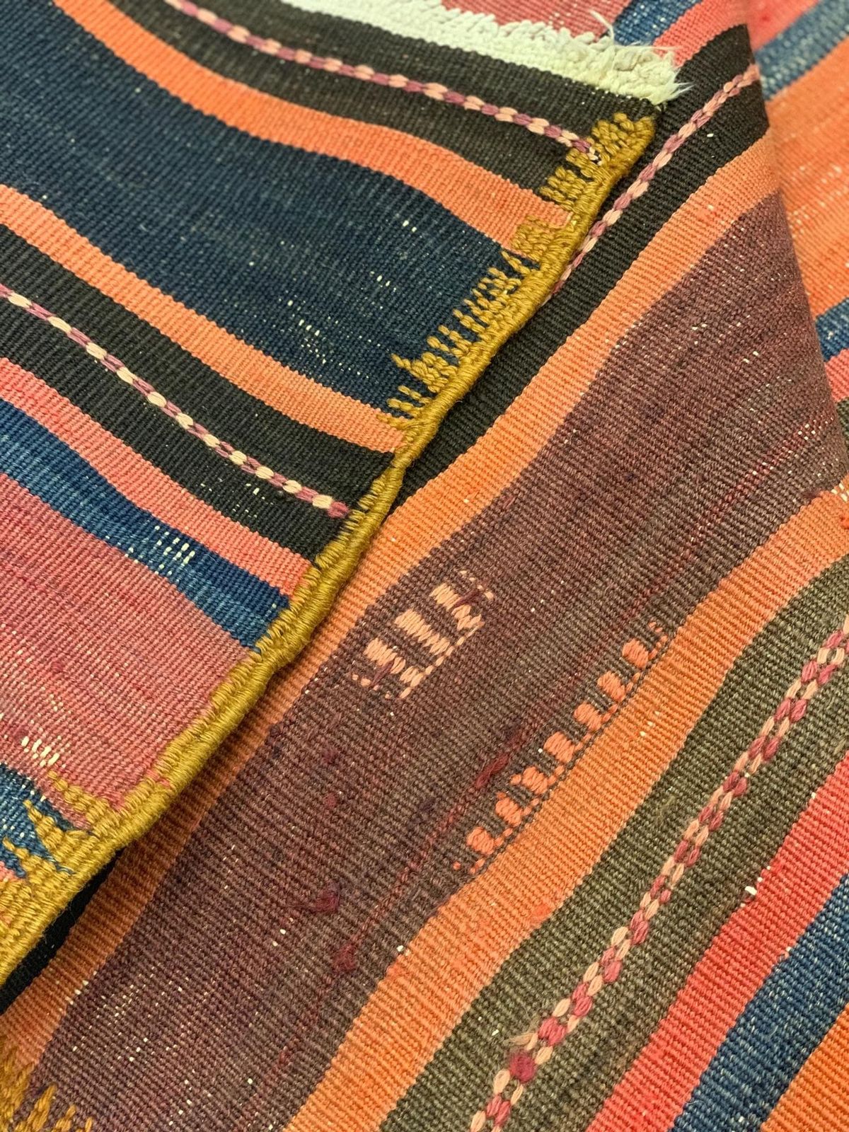 1960s Anatolian Kilim Runner: Striped Handwoven Wool Rug, Rustic Carpet (4.1 X 11.11 Ft.) photo buy