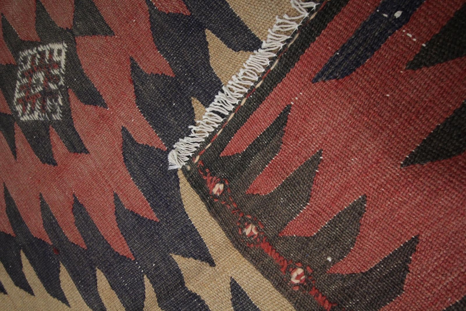 Vintage Kilim Runner: 1960s Blush Pink Wool Rug, Geometric Flatweave Handmade (13'1" X 4'11") photo buy
