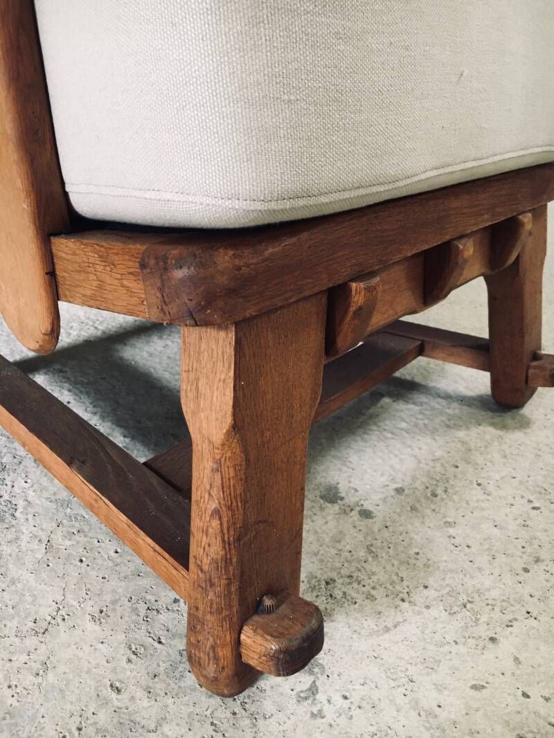photo buy Brutalist Design Oak Wingback Lounge Chair, Netherlands 1950's