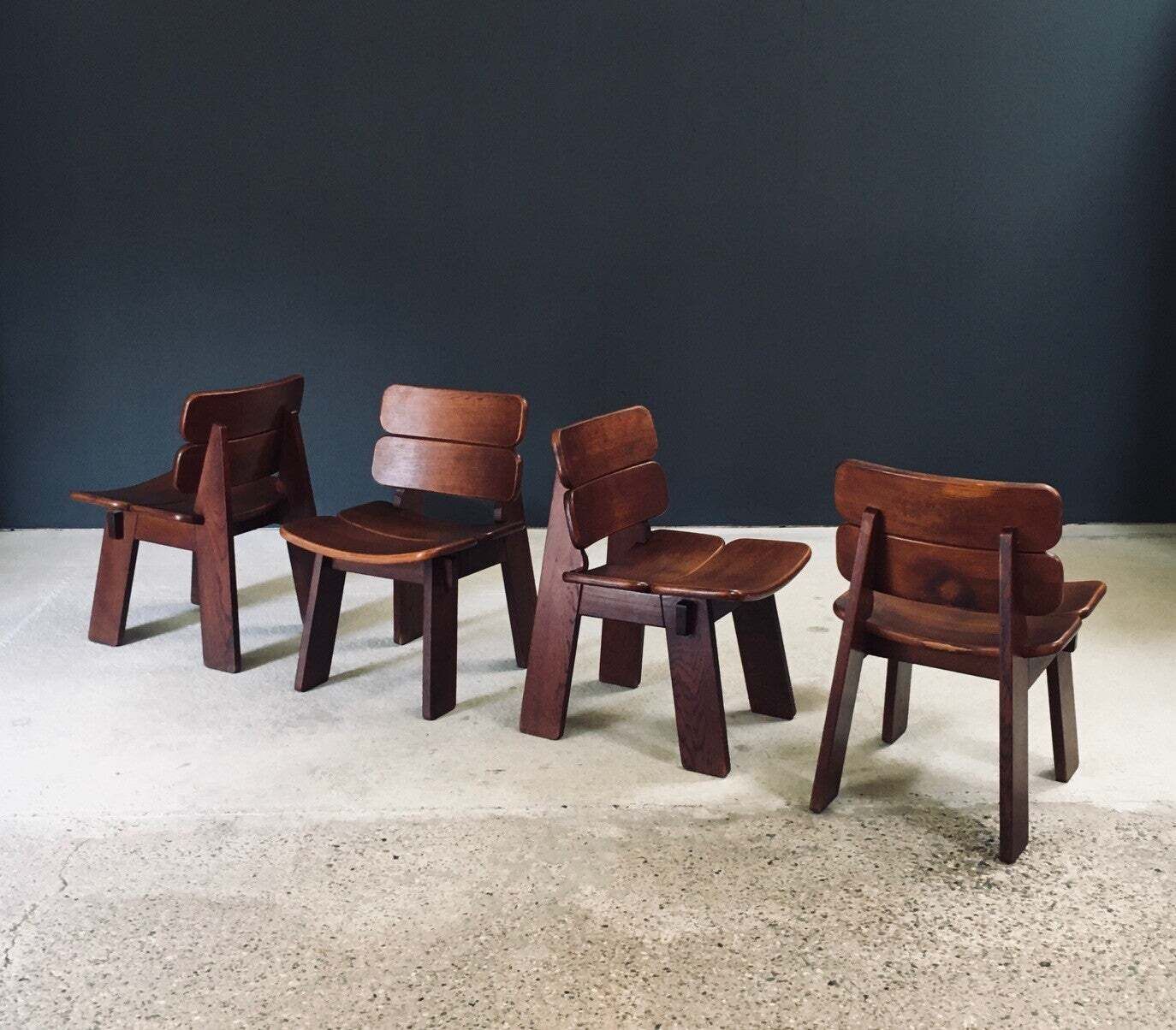 Constructivist Design Oak Dining Chairs, Belgium 1960's photo Furniture