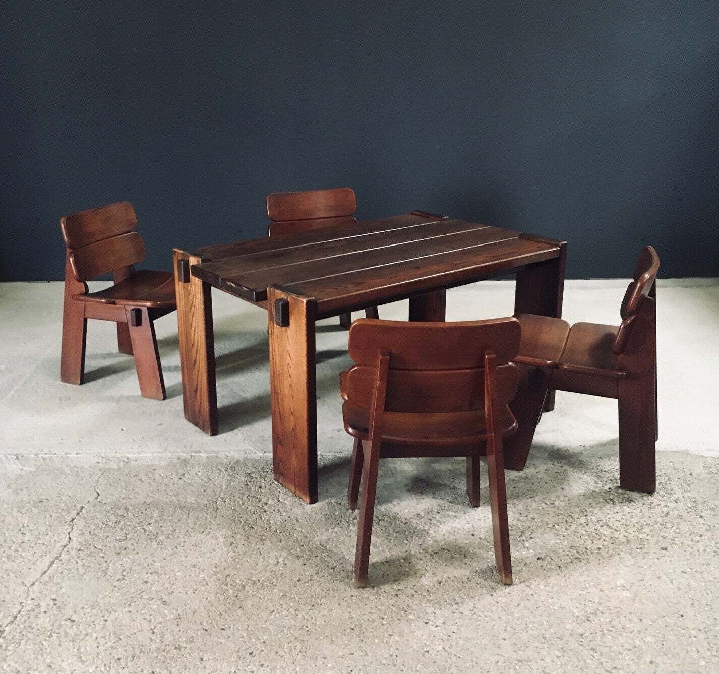 Constructivist Design Oak Dining Chairs, Belgium 1960's photo 2700.0