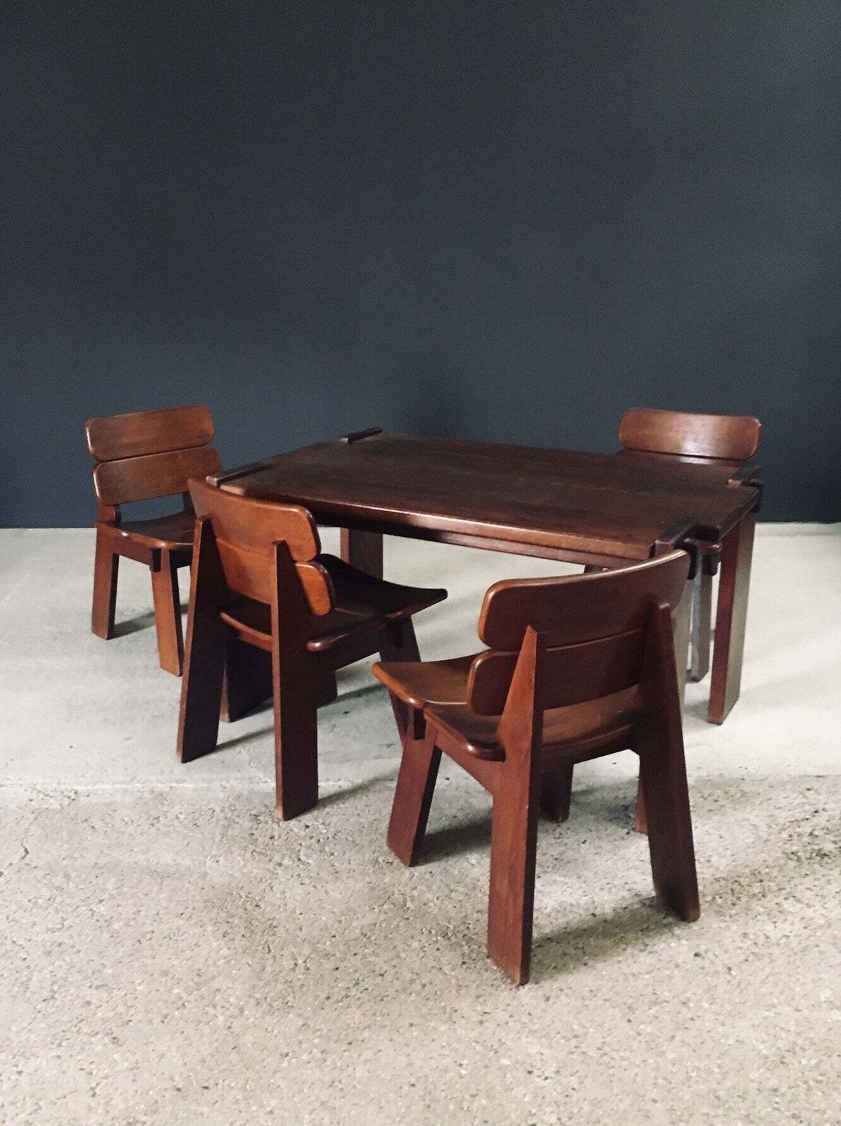 2700.0 Constructivist Design Oak Dining Chairs, Belgium 1960's photo