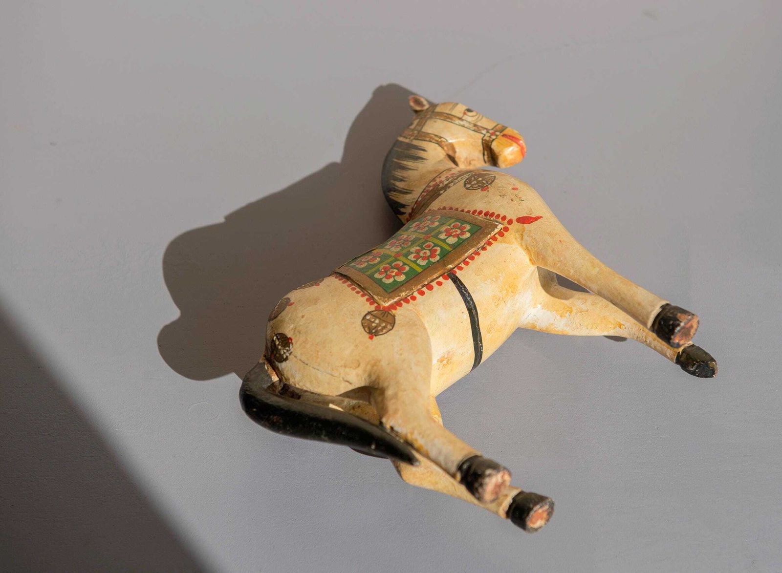 photo for sale Antique Indian Wooden Horse, Ceremonial Wedding Horse Figurine, Rajasthani Folk Art, Hand Painted Pony Statue, Made In India